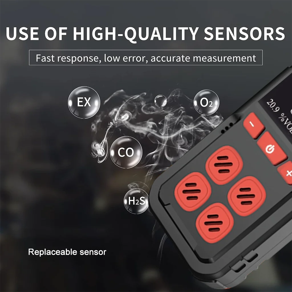 MS02 เครื่องตรวจจับก๊าซ 4 Gas Monitor (H2S CO LEL O2) การสั่นสะเทือน Visual Audible สัญญาณเตือนอายุการใช้งานแบตเตอรี่ยาวนานความปลอดภัยป้องกันการระเบิดสําหรับทํางาน