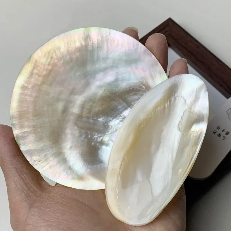 Mother of Pearl Caviar Server，Natural Abalone Shell Appetizer Dish with Inlaid Decoration，Elegant Wedding Dining Display Platter