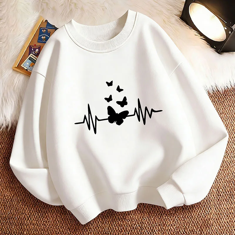 

Pullover Love Heart with Butterfly Vintage Hoodie Kids Children's Sweatshirt Hoody for Boys Girls Autumn Spring Casual Hoodies