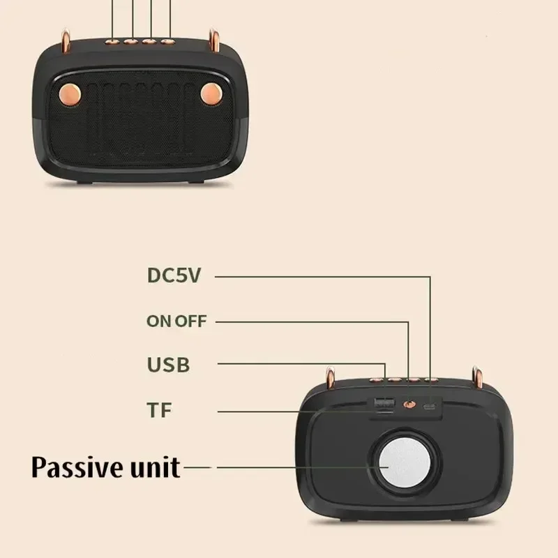 Mini Retro Wireless Speaker Stereo Bluetoot 5.0 FM RM Radio Vintage Speaker Travel Home Outdoor Portable Creative Gift TF Card