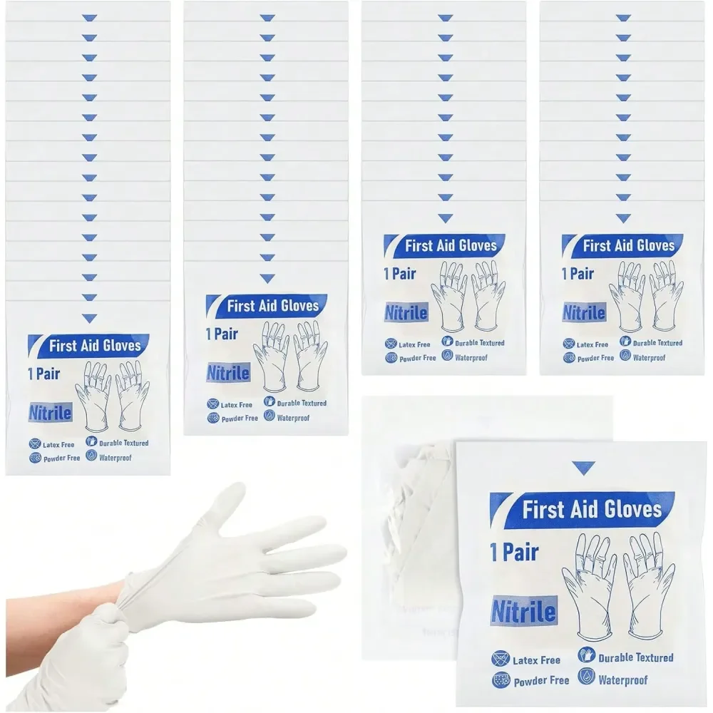 

Pairs Emergency Glove Individually Packaged Travel Gloves Travel Trauma Essential Nitrile Glove White,25844852