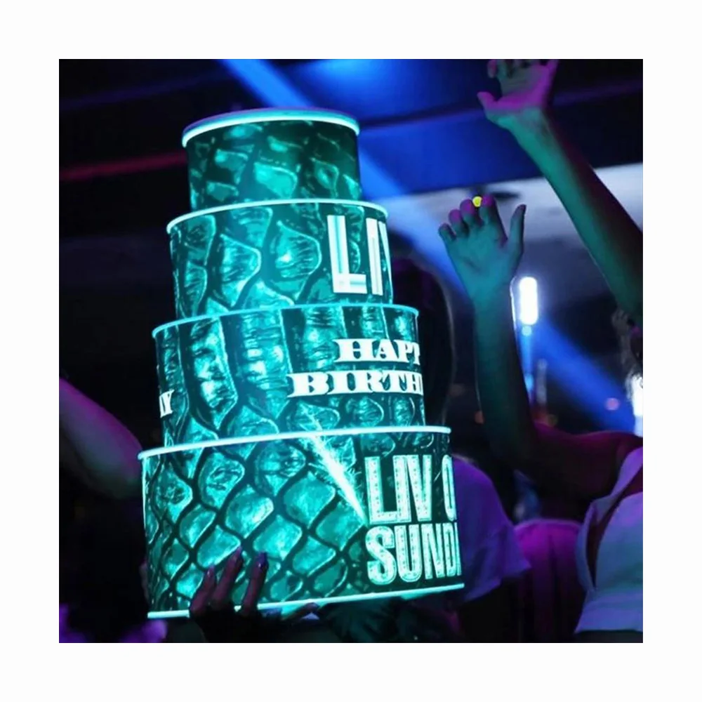 

Battery Power LED Happy Birthday Cake Bottle Presenter Bottle Glorifier Holder VIP For Night Club Party