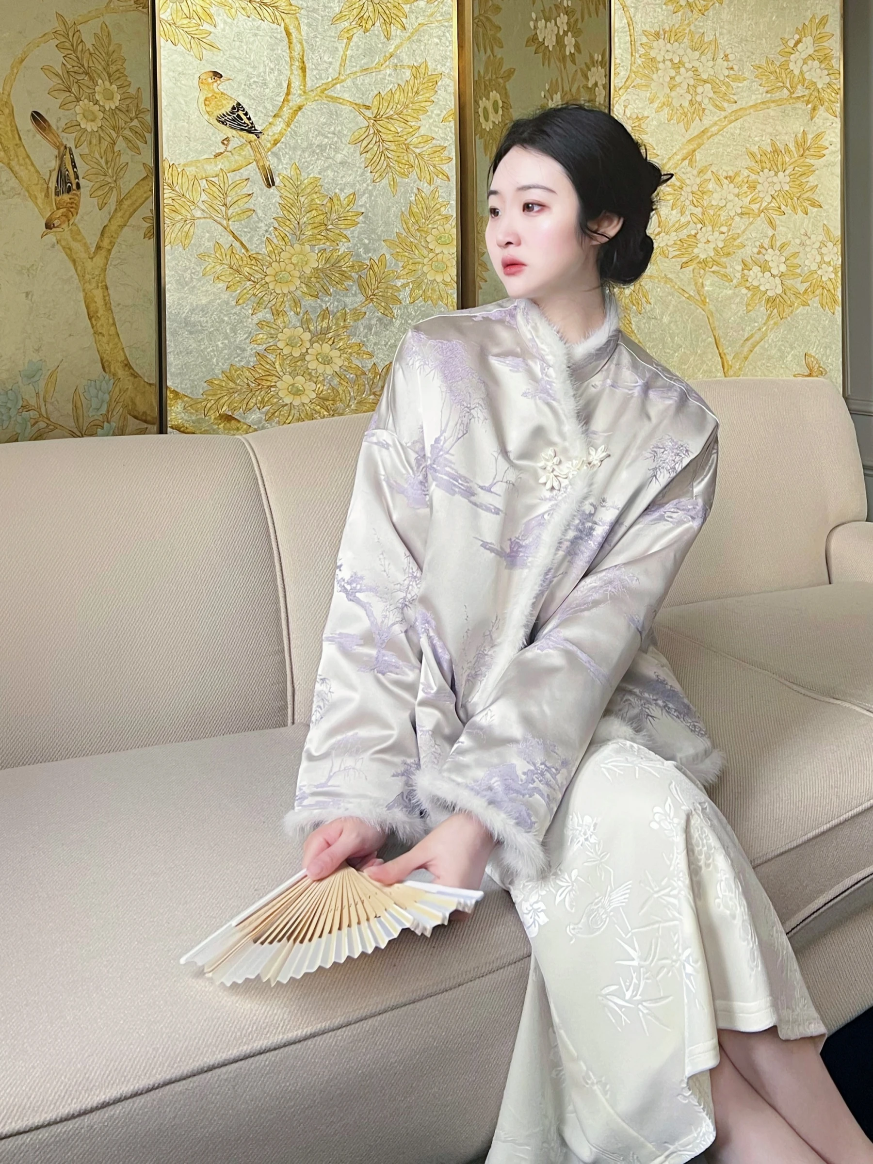 

New Chinese Sle down Jaet 90 White Du down Warm Outerwear Coat Polyester Fiber Long Sve Regular Fit Winter Coat