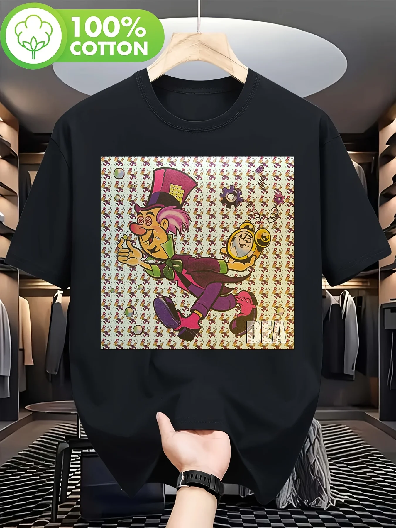 2026 LSD Graphic Tee - Dark Short Sleeve Round Neck Casual Summer Shirt Featuring LSD Tabnet Design, Machine Washable - Perfect