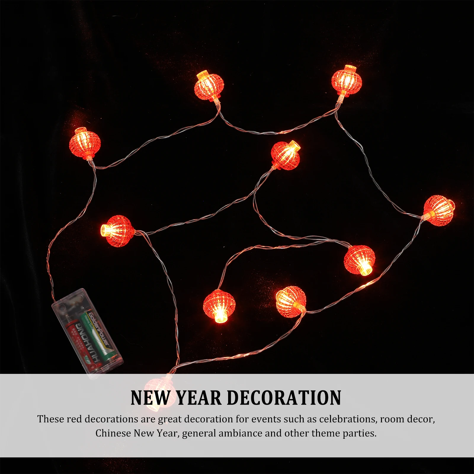 

10 LED String Lights 1.6m Operated Red Lanterns for Christmas New Year Decor Yard Decoration Festive Party DIY