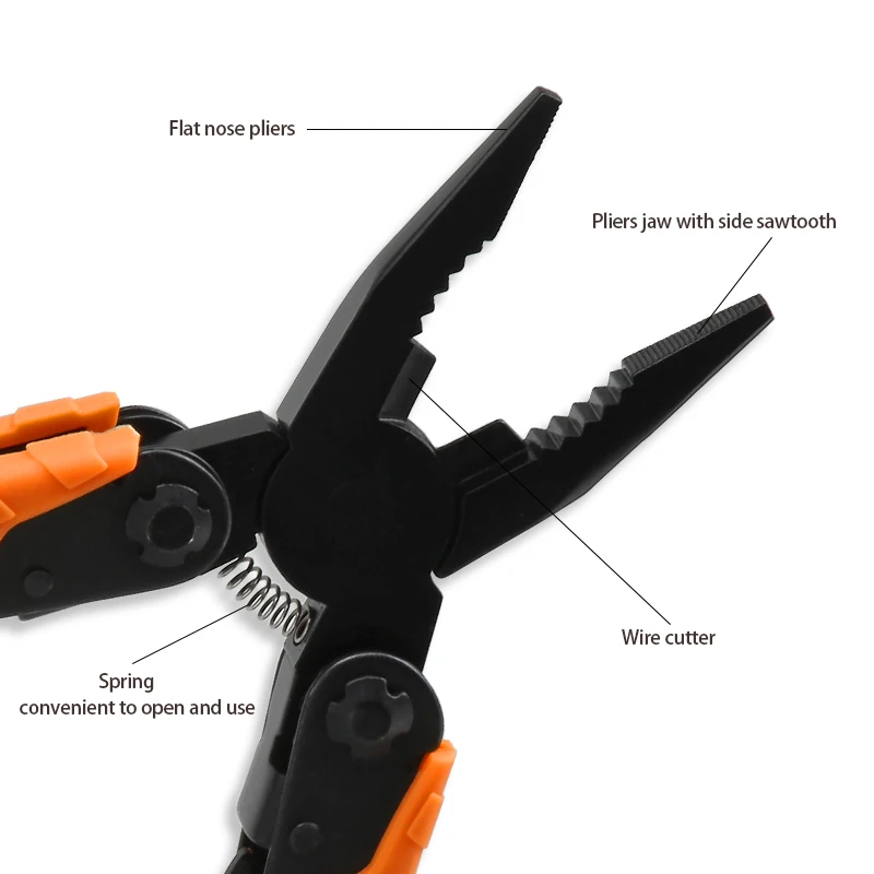 Multitool with Safety Locking,Professional Stainless Steel Multi Tool Pliers Pocket Tool,Replaceable Wire Cutters and Spring Act