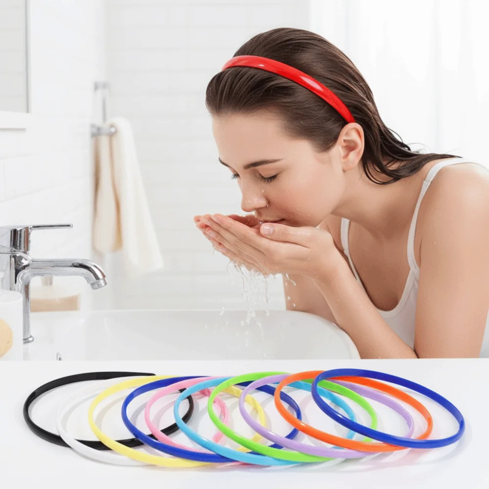 

10 шт., зубчатый желейный обруч для волос, повязка для волос ярких цветов, 8 мм, тонкая пластиковая зубчатая повязка на голову, заколка для волос, нескользящий головной убор для мытья лица