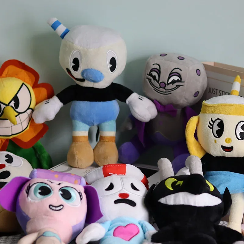 Anime Cuphead Plush Toys Plushie Mugman The Chalice King Dice Stuffed Dolls Cagney Ghost Pelcuhe Pillow Birthday Christmas Gifts