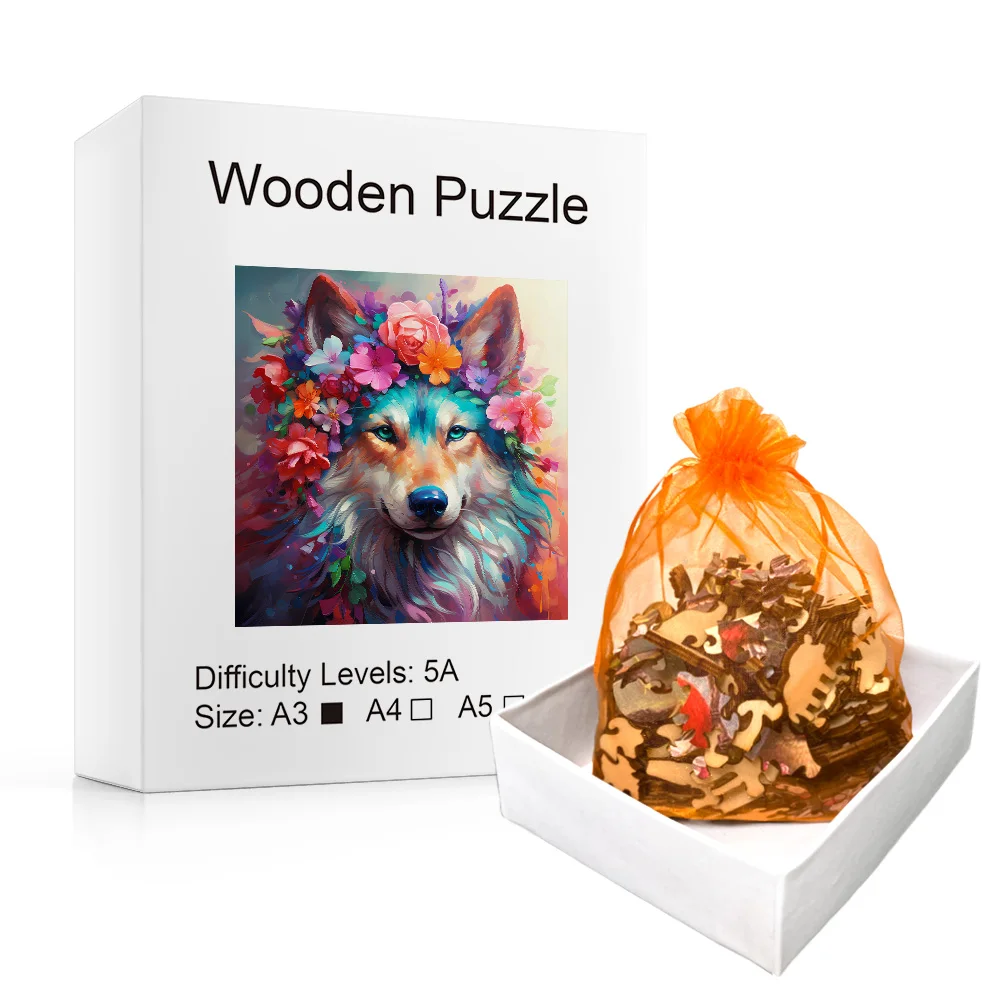 Holzpuzzle, farbiger Wolf, Puzzlebrett, Bildungsspiel, Spielzeug für Studenten und Erwachsene, interessantes Weihnachtsgeschenkspielzeug