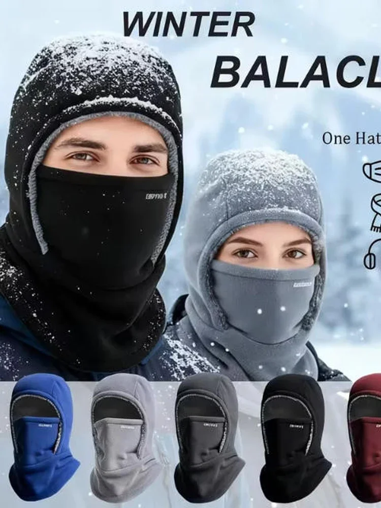 AliExpress NONE Warm Winter Cap Windproof Coral Fleece Cycling Balaclava Mask Thermal Cold Proof Unisex Neck Cover Motocycle Ski Mask Women Men