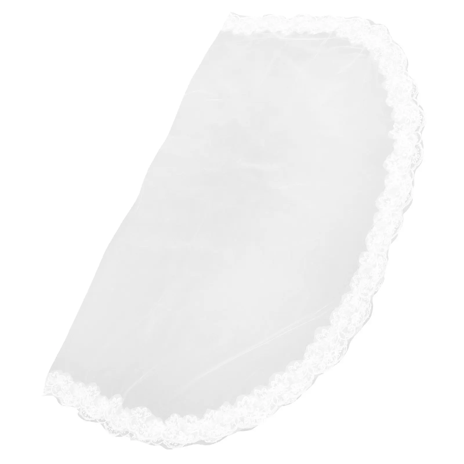 

Изысканная свадебная фата с кружевной отделкой, однослойная, легкая, элегантная, короткая, белая, для невесты, аксессуар для свадебной вечеринки