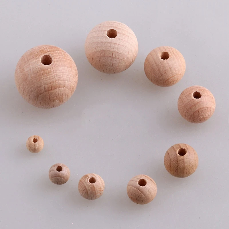 ABCPICK 200pcs Beech Series Boxed Wooden Round Beads Polygonal Geometric DIY Pacifier Chain Jewelry Making Handmade Accessories