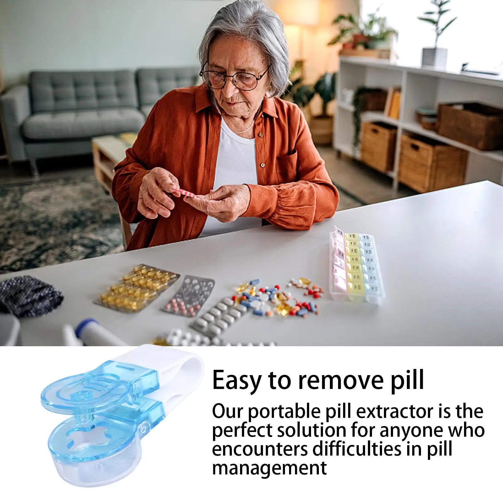 Portable Pill Taker Pill Taker Remover Tablet Pill Blister Pack Opener Assistance Tool No Contact Easy To Take Pills Out