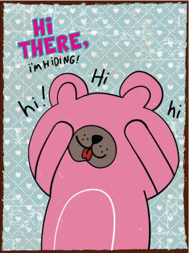 Metal plaque vintage retro style Hi There Pink Bear Classic tin door sign