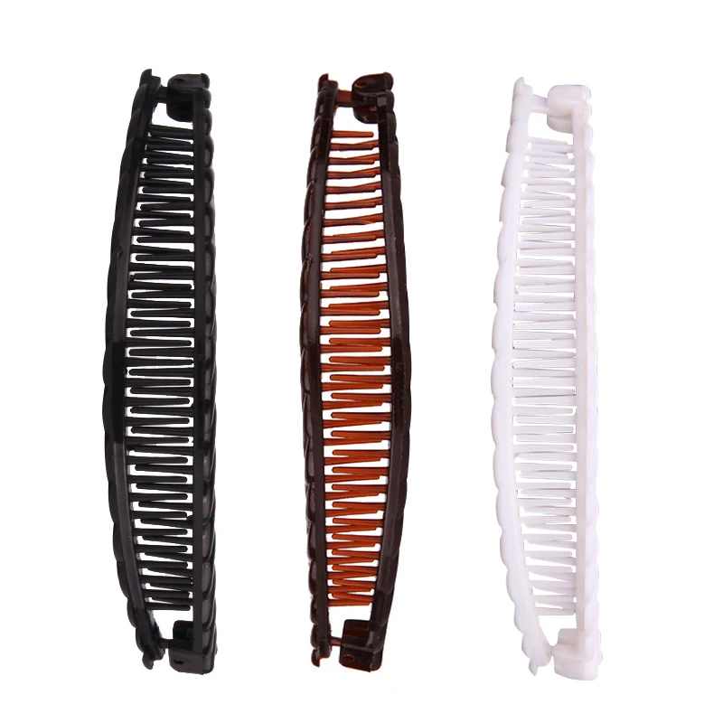 1PC Fashion Banana Hair Clips Solid Color Frosted Hair Claws Classic Women Non-Slip Ponytail Barrettes Hairpins For Fine Hairs