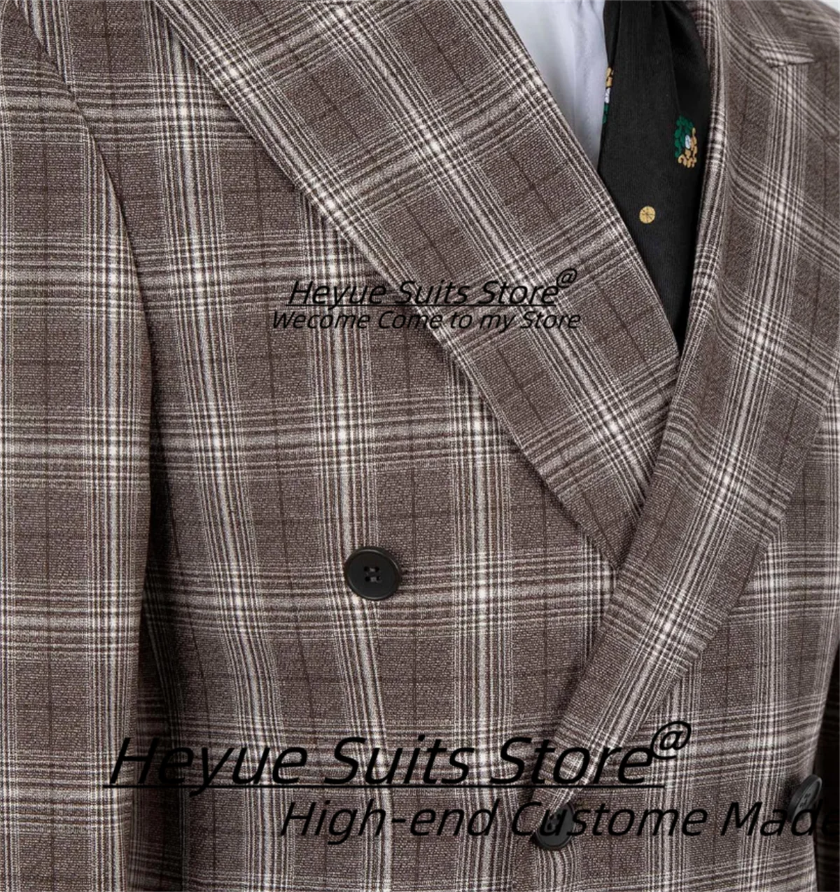 Italian style Retro Plaid Men Suits Customized Slim Double Breasted Groom Wedding Tuxedos2Pcs Sets Male Prom Blazers Ropa Hombre