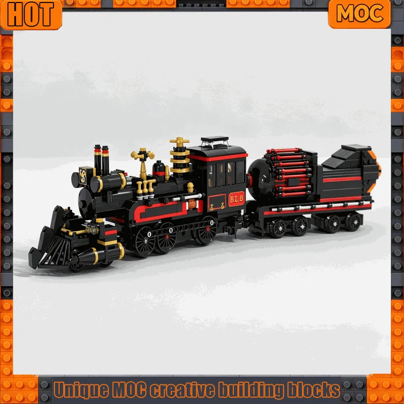 880PCS Steampunk Time Train Locomotive Model Custom Building Blocks DIY Assembly Railway Technology Creative Display Xmas Gift