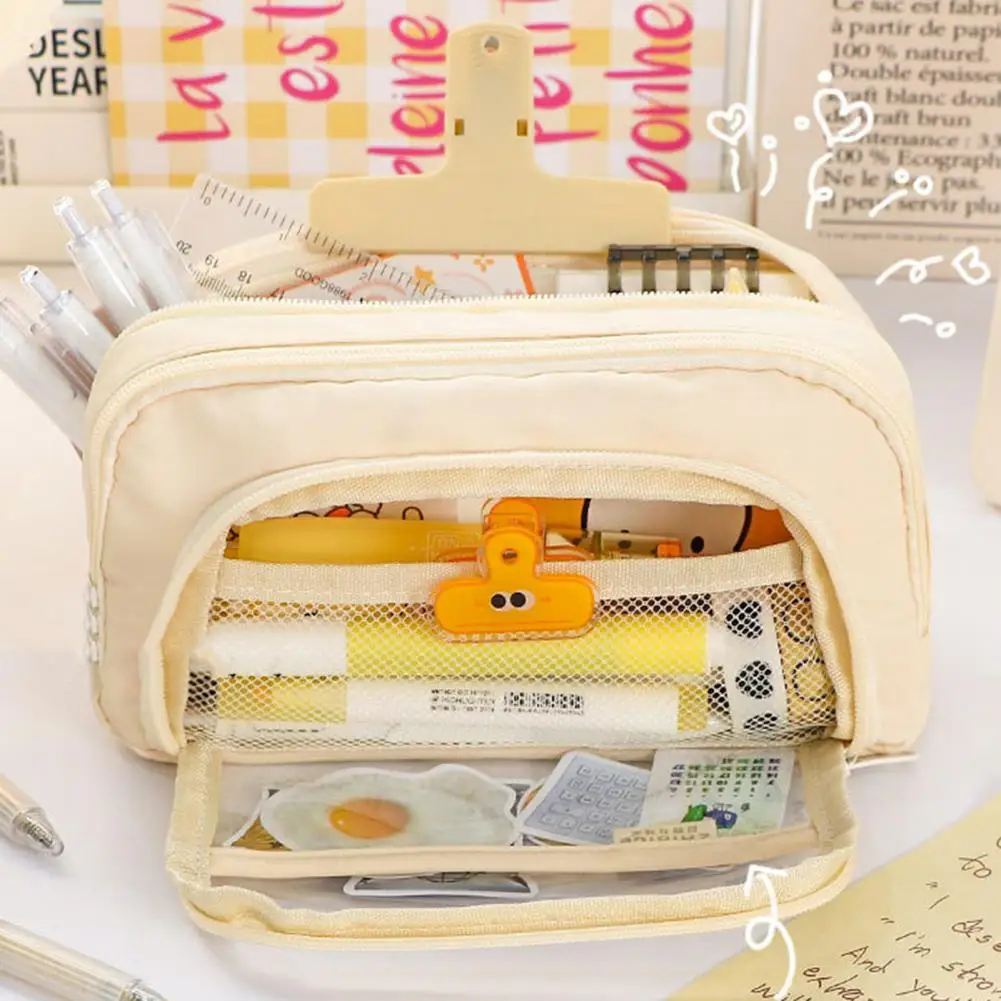 Window Pencil Bag Capacity Pencil Case Multi-pocket Window Pen Bag with Capacity Portable Zipper Pouch Case for Boys Girls