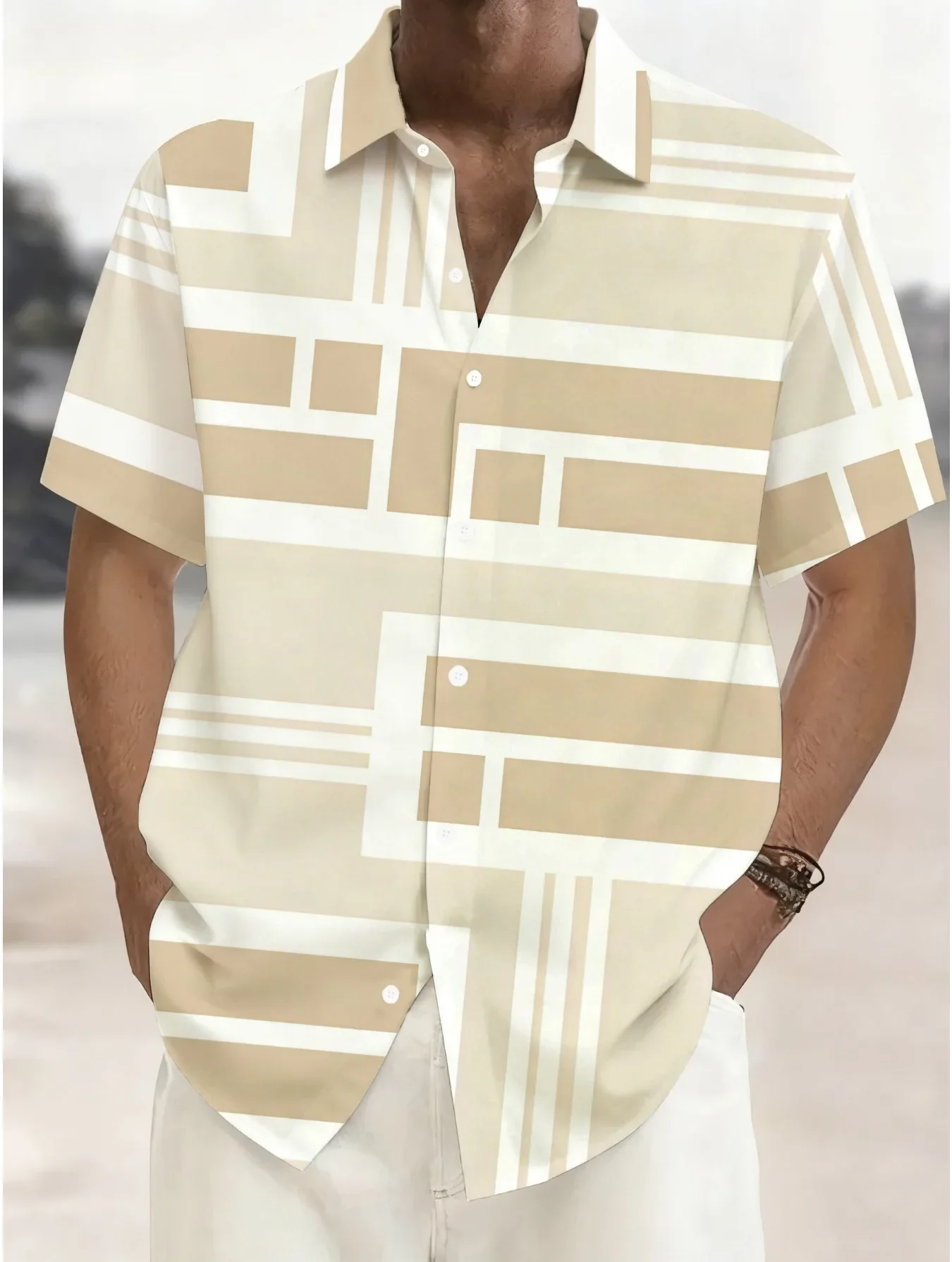 Men's Lightweight Hawaiian Shirt Summer Casual Man Short Sleeve Fashion Print Breathable Beach Holiday Party Outfit Shirts