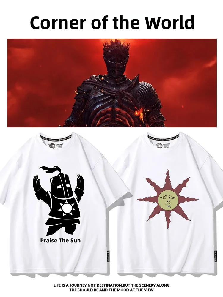 

Summer ort Sve T-irt Men's Sun Knight f Sve Game Surrounding Clothing Stand Fit Printed Tees Youth Faion