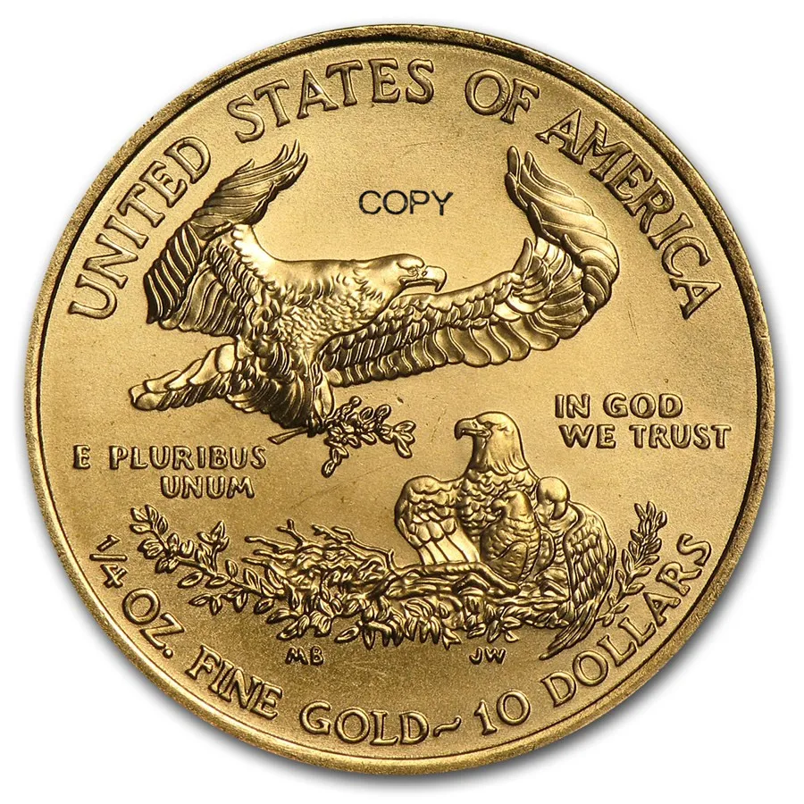 United States US 2009 10 Ten Dollars Quarter Ounce  American Gold Eagle Bullion Coinage USA Liberty Gold Brass Metal Copy Coin