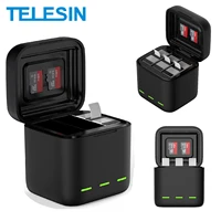 TELESIN-cargador de batería portátil con 3 ranuras, carga rápida para GoPro Hero 13, batería GoPro Hero 13, accesorios para Cámara de Acción negra
