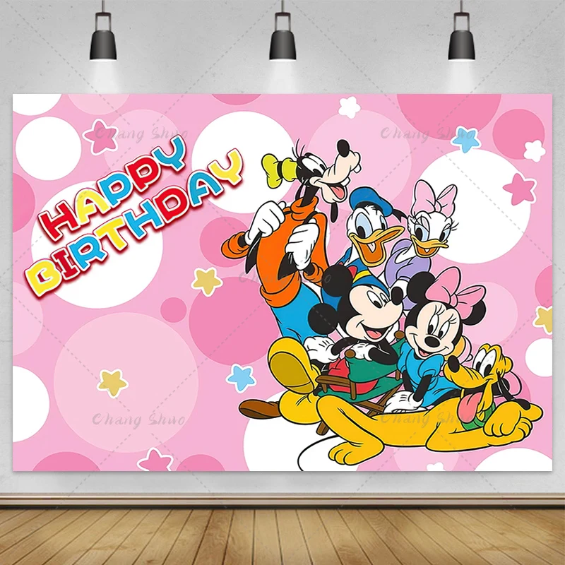 Customizable Minnie Mouse Photography Backgrounds Vinyl Cloth Photo Shootings Backdrops for Kid Baby Birthday Party Photo Studio