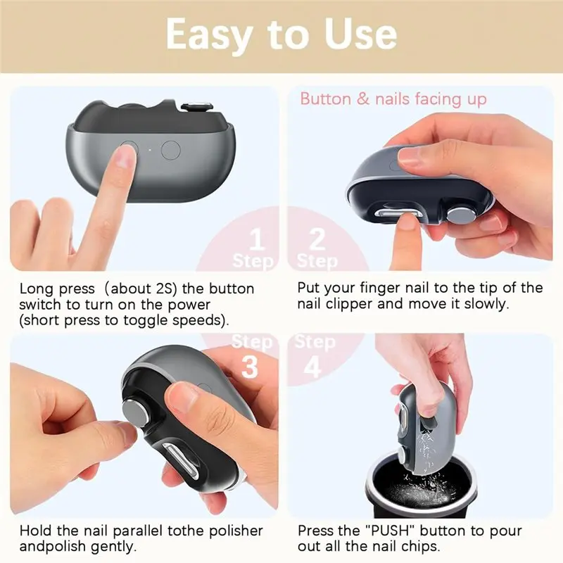 【SIMPLE】Smart For Thick Toenails Seniors Electric Nail Clippers Automatic Toe Nail Clippers Led Light