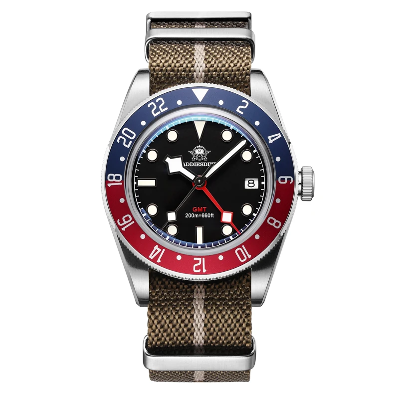 ADDIESDIVE Luxury GMT515-24H Men's Watch Diver 200m Bubble Mirror Glass BGW9 Super Luminous Stainless Steel Men's Analog Watches image 3