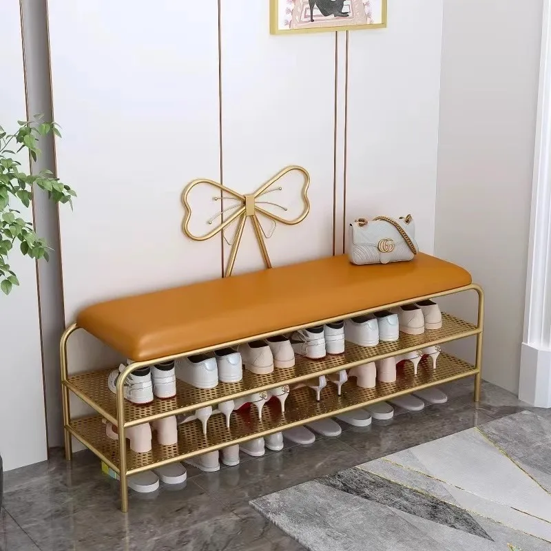 

Light luxury shoe changing stool for home use Modern simple Internet celebrity shoe cabinet stool integrated creative soft bag