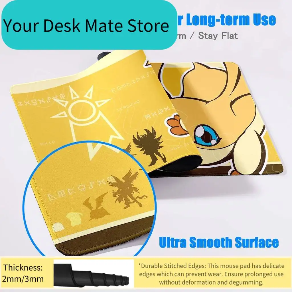 Mousepad Anime Digimon Adventure Gamer Office Desk Mat Large Computer Non-slip Lockedge HD Print BEATBREAK Mouse Pad Accessories 4