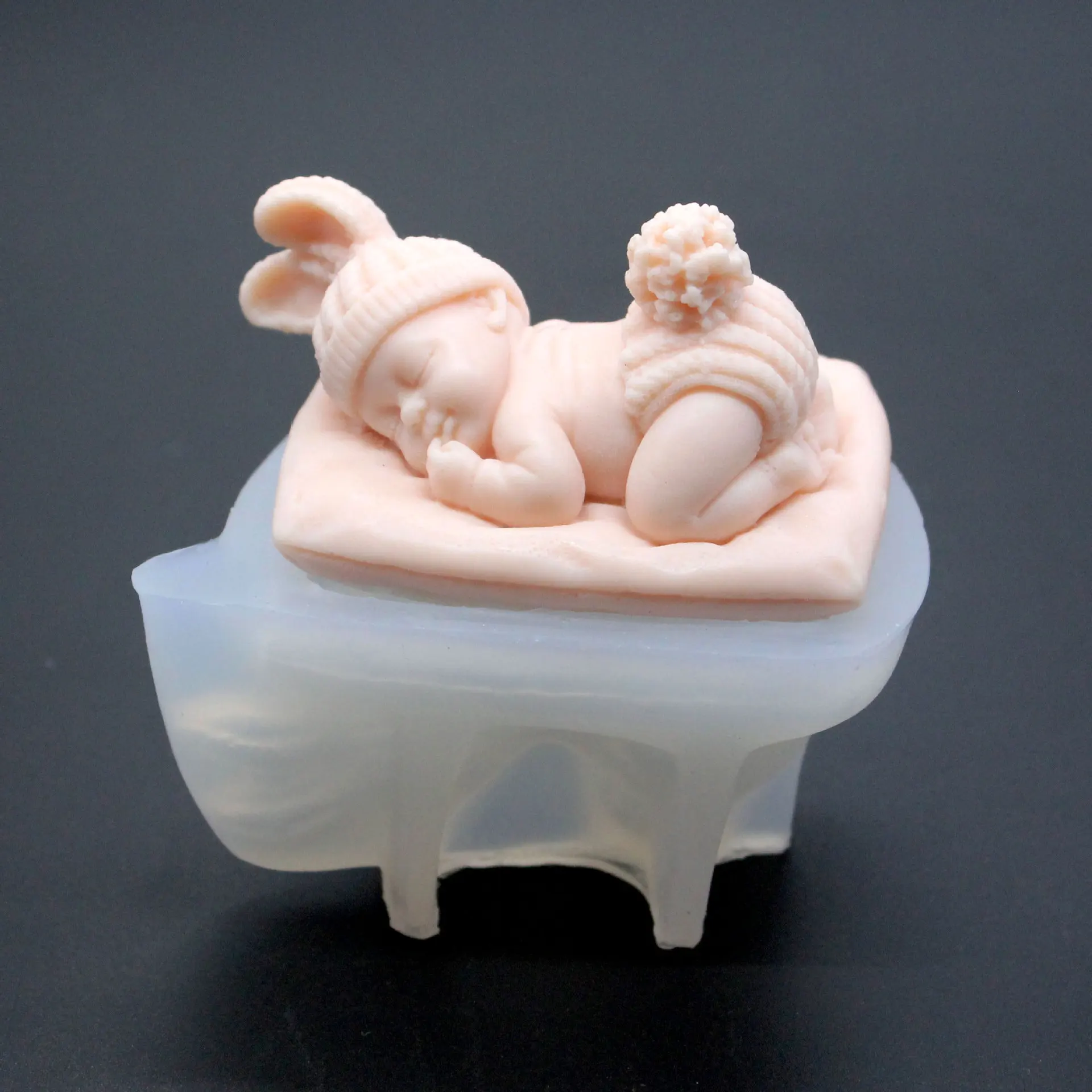 3D Sleeping Baby Silicone Mold Baby Feet Resin Mold Chocolate Candy Fondant Mold Handmade Soap Candle Plaster Resin Making Tool