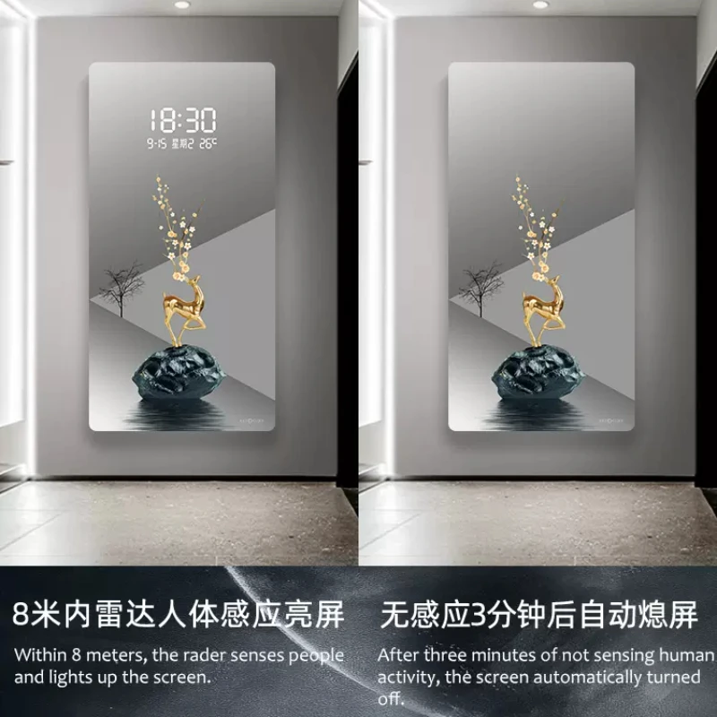 Living Room Corridor Decoration Hanging Wall LED Plug-in Clock Painting Modern Light Luxury Porch Digital Electronic Wall Clock