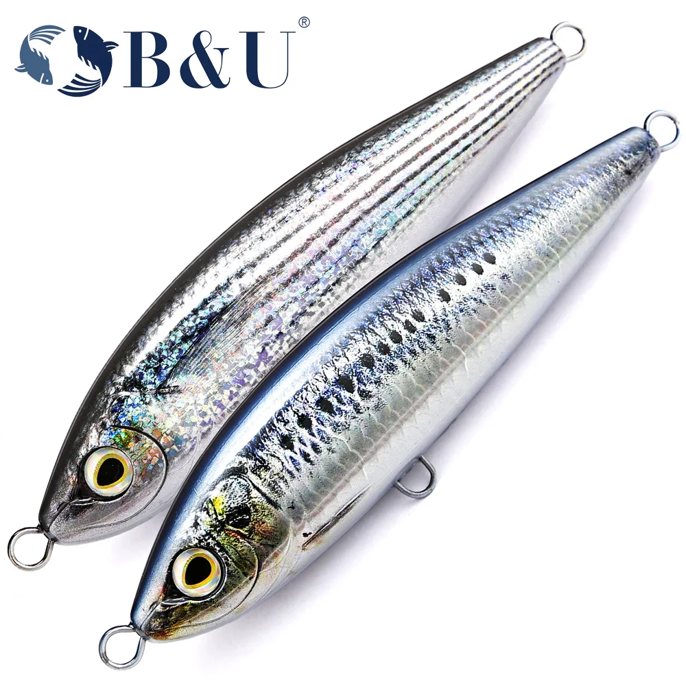 

B&U Saltwater Floating Fishing Lure 3D Printing Sea Stickbait Pencil Lure Top Water GT Fishing Stick Artificial Bait