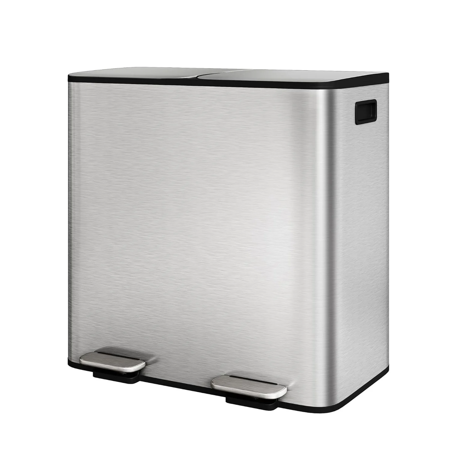 

Kitchen Step Trash Bin 2 x 10.6 gal (2 x 40 L) Garbage Can for Dual Compartment Recycling Stainless Steel Trash and Recycle Bin