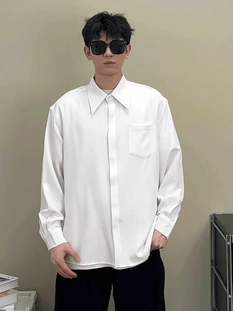 

Bla Long Sve Loose Men's irt Autumn Wedding Outerwear DK orm Sle Casual Faionable Button down Polyester Blend