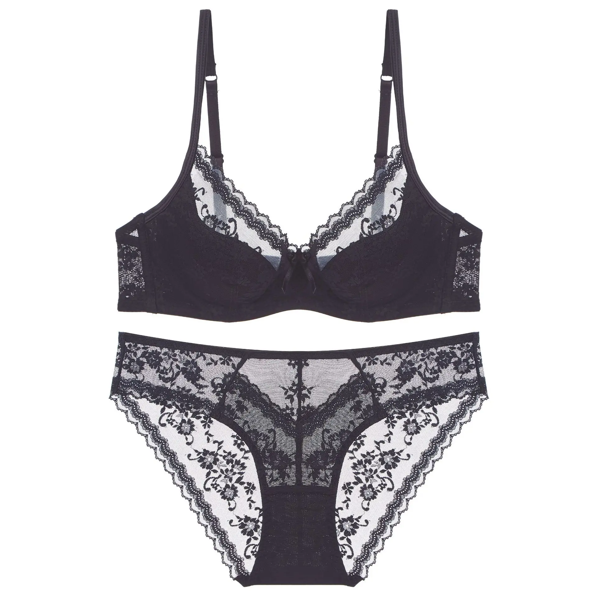 ملابس داخلية فرنسية جديدة لعام 2025 ملابس داخلية نسائية صيفية ذات رغبة نقية وكوب رفيع من الفولاذ الناعم ملابس داخلية مثيرة كبيرة الثديين صغيرة مضادة للترهل