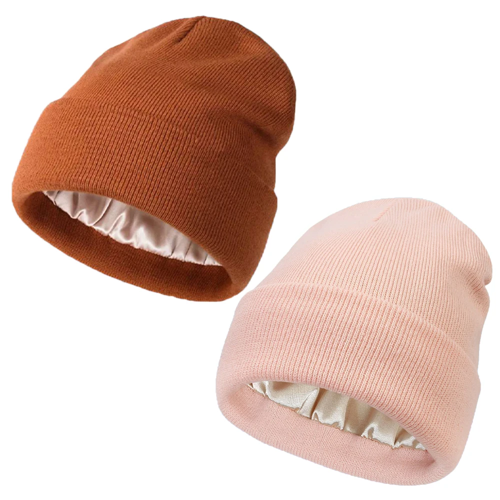 Solid color men's woolen hat, women's windproof hat, couple's knitted hat, cold hat, satin face Ding woolen hat