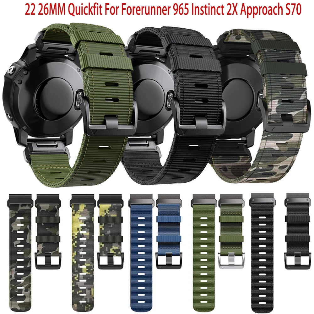 Ремешок нейлоновый для наручных часов Garmin Forerunner 965 955, 22-26 мм