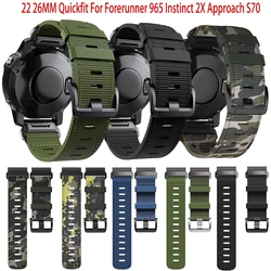 22 26mm Quickfit Nylon Band For Garmin Forerunner 965 955 Bracelet Accessories Instinct 2X Solar Approach S70 S62 60 Watch Strap
