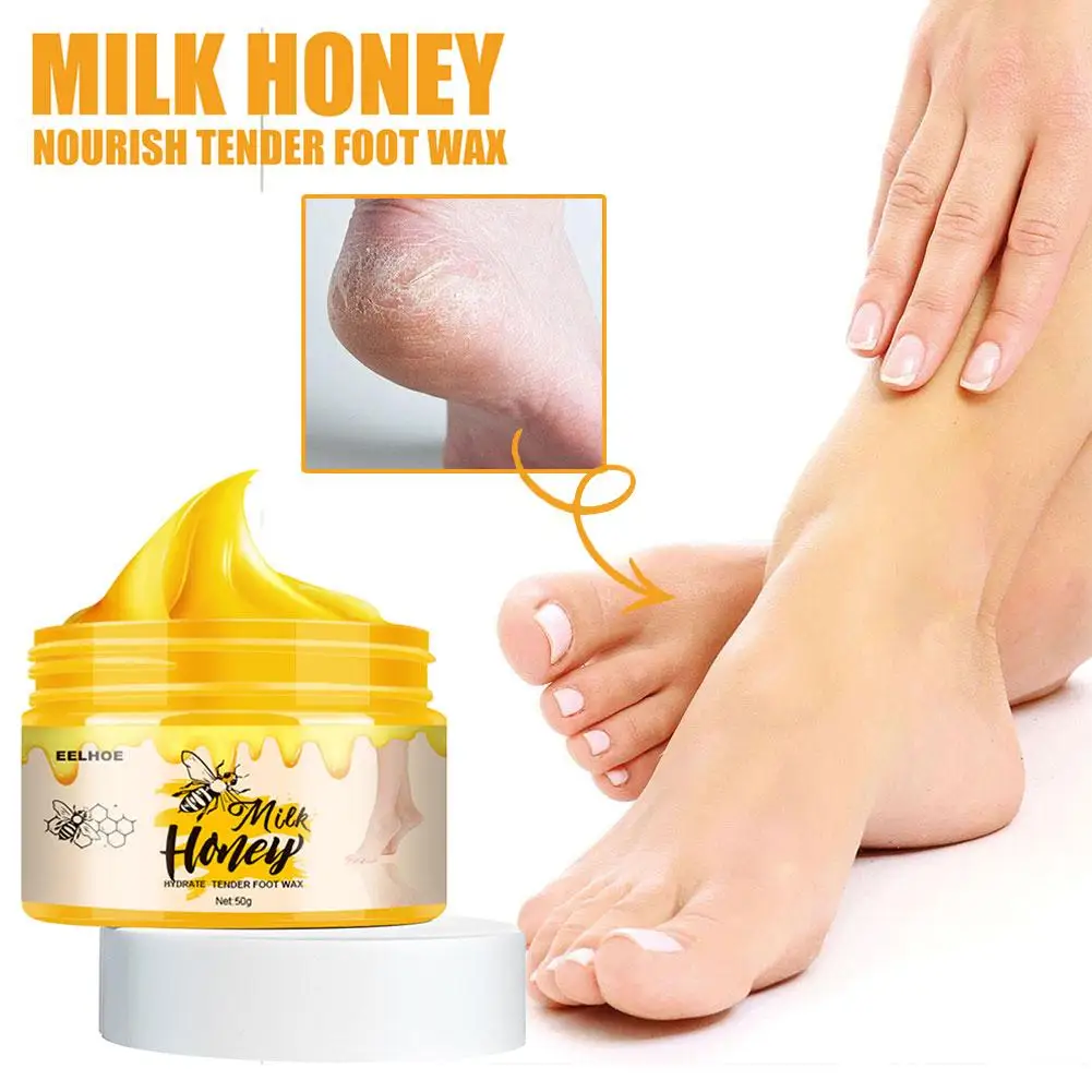 قناع تقشير القدم بشمع الحليب والعسل ، مزيل الجلد الميت ، كريم القدم المضاد للتشقق ، تقليل الجفاف ، إصلاح الخشونة ، كريم العناية ، 50 جم