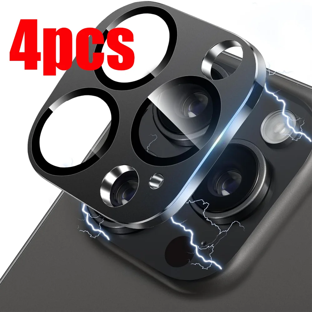 

4 шт. Защитная пленка для объектива камеры для iPhone 16 Pro 15 Pro Max 14 13 12Mini Plus 11, металлическая пленка для крышки камеры, закаленное стекло, защита от царапин