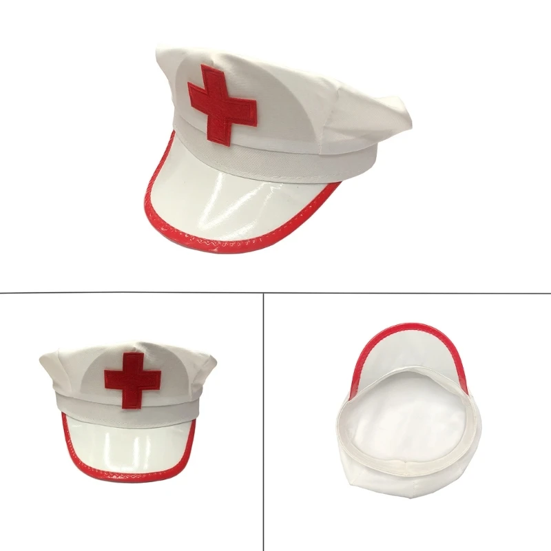 Chapéu Cosplay Enfermeira Médico para Crianças Adultos Festa Enfermeira Adereços Fantasia Cosplay Chapéu Branco Doutor para