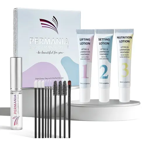 Imagen 1 del producto PERMANIA-Kit de laminación de cejas para levantamiento de bolsitas de 10-12 minutos, paquete Individual de permanente y fijación, herramientas para levantamiento de cejas