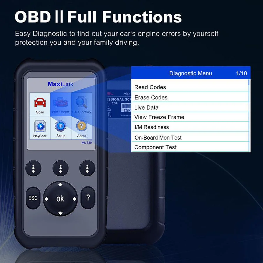 Scanner ML629 OBD2 ML619 version améliorée, détecteur Daotong