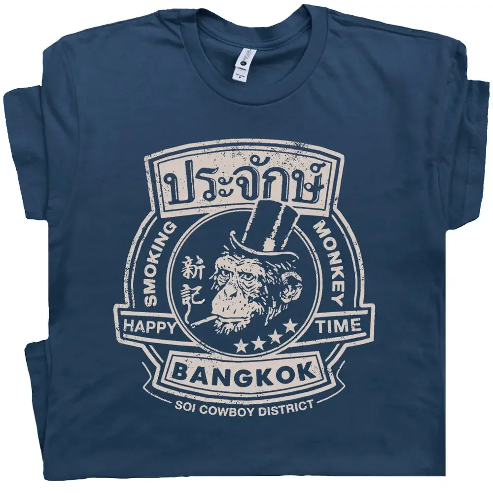 Smoking Monkey Bar T Shirt Bangkok Thailand Famous Pub The Hangover Cool Movie  High Quality 100%Cotton Short Sleeve