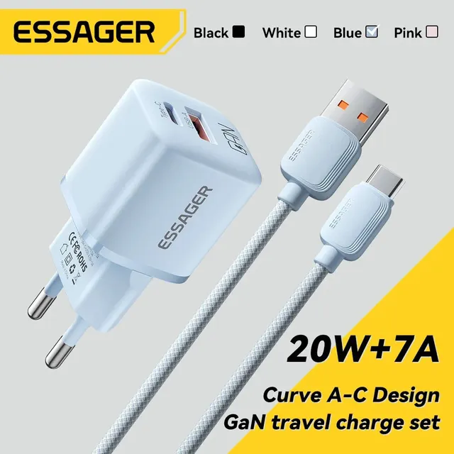 Ładowarka Essager 20W GaN USB typu C PD Szybkie ładowanie telefonu QC 3.0 Szybkie ładowarki do iPhone 14 13 12 11 Pro Max Mini iPad Ładowanie