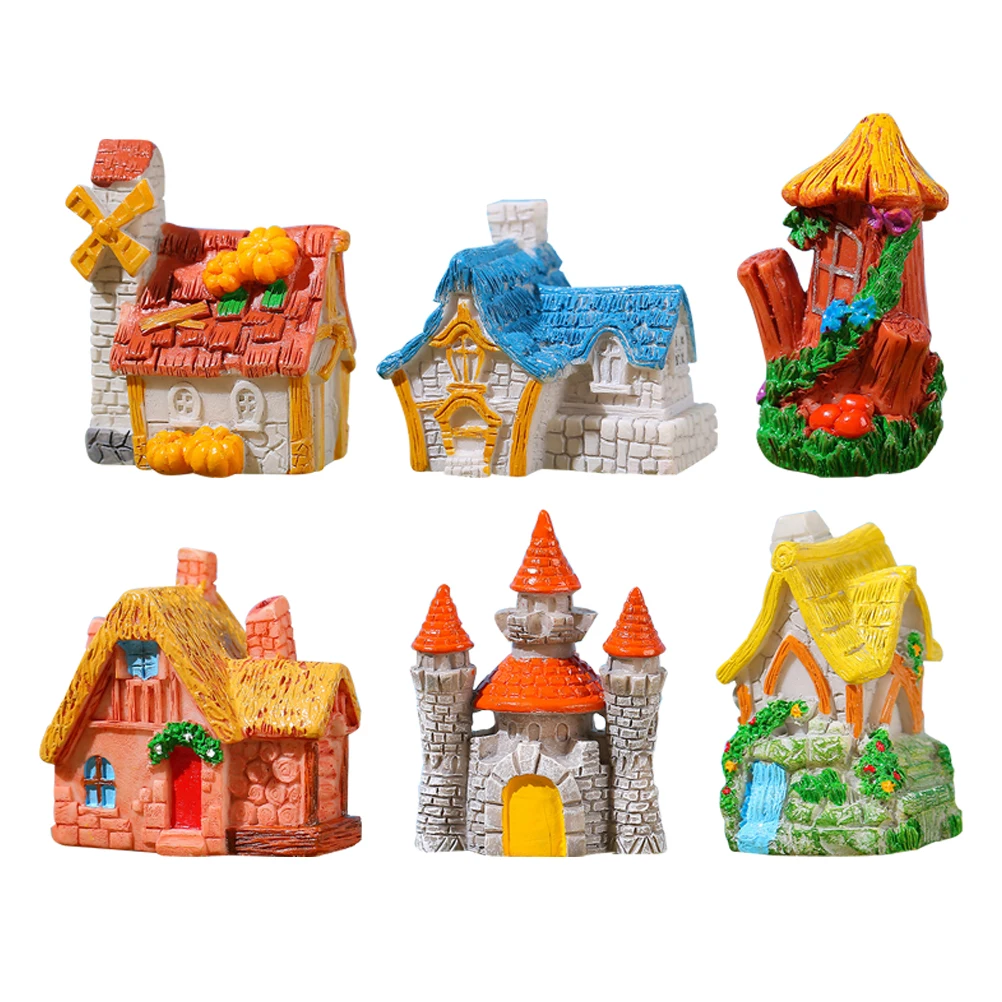 

6 Pcs Resin Miniature Decorations House Crafts Realistic Decorative Ornaments for Mini Garden Home Desktop Landscape
