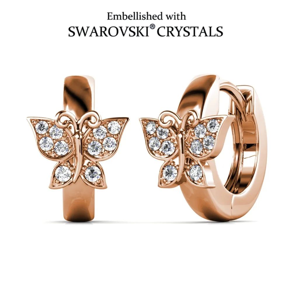 

Daisini обручи-бабочки с кристаллами Swarovski, 18-каратное розовое золото, элегантные висячие серьги для женщин, модные ювелирные изделия, подарок
