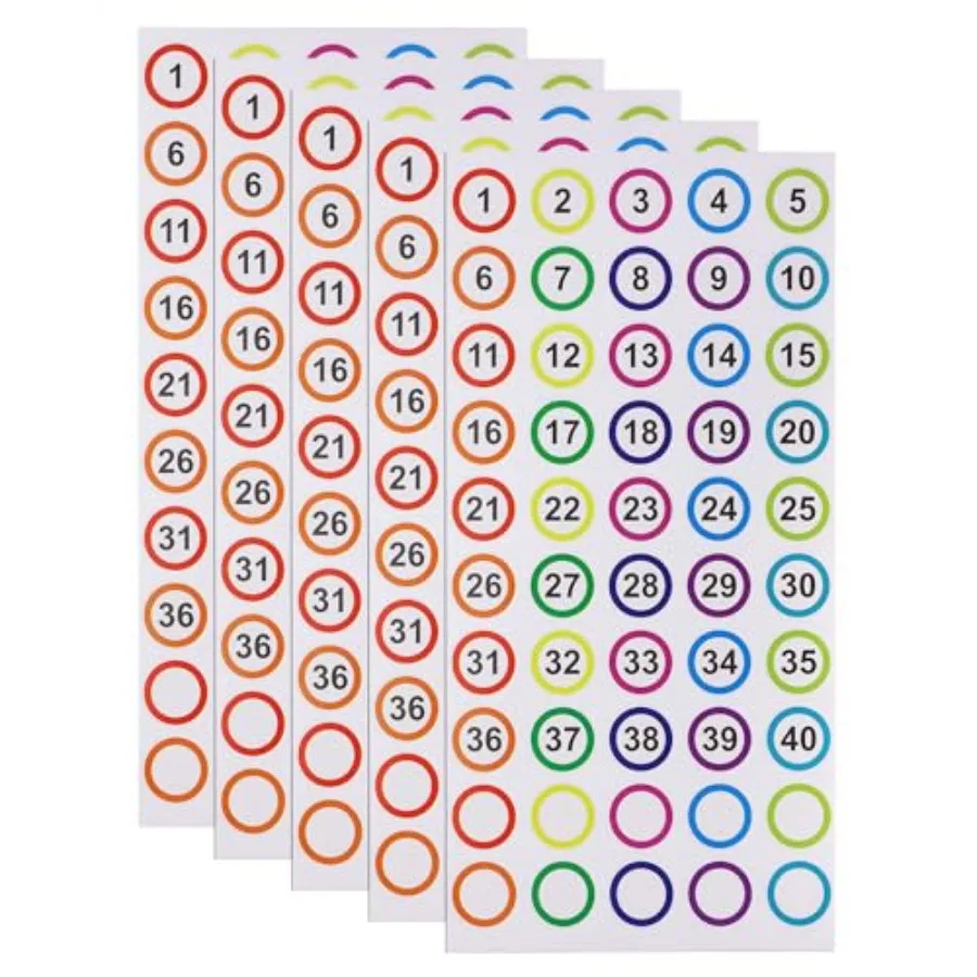

1-40 Round Self Adhesive Number Stickers 1inch Blank Space Decal Labels for Home Office Business Storage Bins Toolbox Locker Or